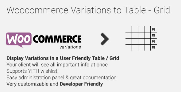 Woocommerce Variations to Table - Grid v1.3.11