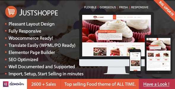 Justshoppe v10.1 - Elementor Cake Bakery WordPress Theme